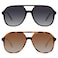 YDAOWKN Retro Square Aviator Sunglasses for Womens Mens Vintage 70s Double Bridge Sun Glasses