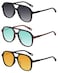 YDAOWKN Retro Square Aviator Sunglasses for Womens Mens Vintage 70s Double Bridge Sun Glasses