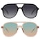YDAOWKN Retro Square Aviator Sunglasses for Womens Mens Vintage 70s Double Bridge Sun Glasses