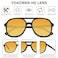 YDAOWKN Retro Square Aviator Sunglasses for Womens Mens Vintage 70s Double Bridge Sun Glasses