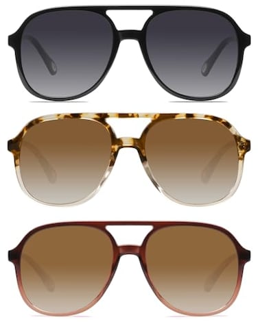 YDAOWKN Retro Square Aviator Sunglasses for Womens Mens Vintage 70s Double Bridge Sun Glasses