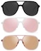 YDAOWKN Retro Square Aviator Sunglasses for Womens Mens Vintage 70s Double Bridge Sun Glasses
