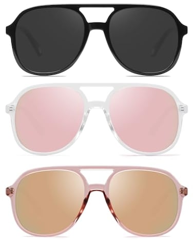 YDAOWKN Retro Square Aviator Sunglasses for Womens Mens Vintage 70s Double Bridge Sun Glasses