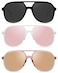 YDAOWKN Retro Square Aviator Sunglasses for Womens Mens Vintage 70s Double Bridge Sun Glasses