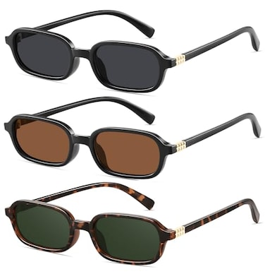 YMRFW Retro Rectangular Sunglasses for Women Narrow Trendy Small 90s Style Square Frame UV Protection Sun Glasses