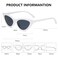 YooThink Cat Eye Sunglasses for Women Vintage Goggles Plastic Frame Sunglasses White