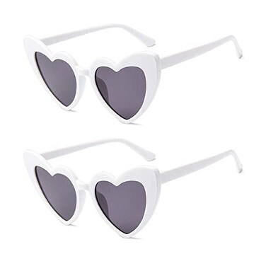 YooThink Love Heart Shaped Sunglasses for WomenVintage Cat Eye Mod Style Retro Glasses White 2