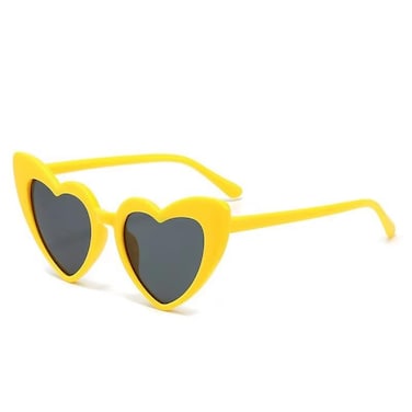YooThink Love Heart Shaped Sunglasses for WomenVintage Cat Eye Mod Style Retro Glasses Yellow