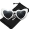 YOSHYA Clout Goggle Heart Sunglasses Vintage Cat Eye Mod Style Retro Kurt Cobain Glasses White Grey