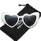 YOSHYA Clout Goggle Heart Sunglasses Vintage Cat Eye Mod Style Retro Kurt Cobain Glasses White Grey
