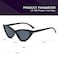 YOSHYA Retro Vintage Narrow Cat Eye Sunglasses for Women Clout Goggles Plastic Frame Black Grey