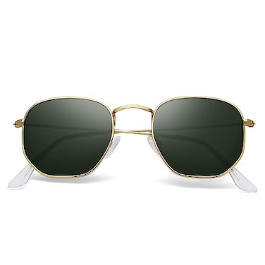 YWWPMDOF Polarized Sunglasses for Womens Men Trendy Square Hexagonal Flat Mirrored Sun Glasses UV Protection