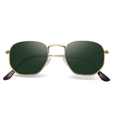 YWWPMDOF Polarized Sunglasses for Womens Men Trendy Square Hexagonal Flat Mirrored Sun Glasses UV Protection