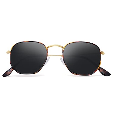 YWWPMDOF Polarized Sunglasses for Womens Men Trendy Square Hexagonal Flat Mirrored Sun Glasses UV Protection