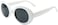 ZaneGear White Oval Round Sunglasses Thick Bold Retro Clout Goggles White Smoke Large