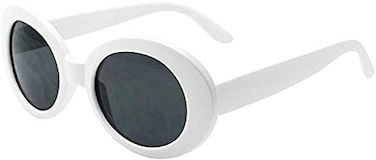 ZaneGear White Oval Round Sunglasses Thick Bold Retro Clout Goggles White Smoke Large