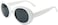 ZaneGear White Oval Round Sunglasses Thick Bold Retro Clout Goggles White Smoke Large