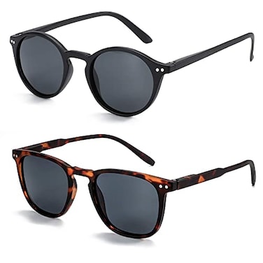 ZENOTTIC Polarized Sunglasses for Women Men Retro Shades Round Square Frame UV Protection 2 Pack