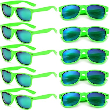 Eyegla Green Sunglasses Bulk Party Sunglasses Pack 80s Shades Eyewear Set Mardi Gras St Patricks Day Sun Glasses10 Pack