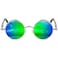 ROCKNIGHT Round Polarized Sunglasses for Men Women UV400 Retro Steampunk Metal Frame 48mm Circle Shades Silver Frame Green Mirrored Lens