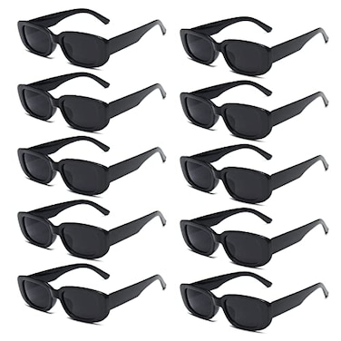 YQVIE 10 Pack Rectangle Sunglasses Bulk for Women Men Colorful Glasses for Bachelorette Party 10Black