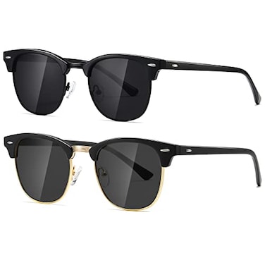 AEVOGUE Polarized Sunglasses For Women And Men Semi Rimless Frame Retro Sun Glasses AE0369 Glossy BlackMatte Black C1