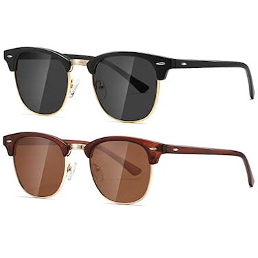 AEVOGUE Polarized Sunglasses For Women And Men Semi Rimless Frame Retro Sun Glasses AE0369 Matte BlackMatte Brown Brown Lens