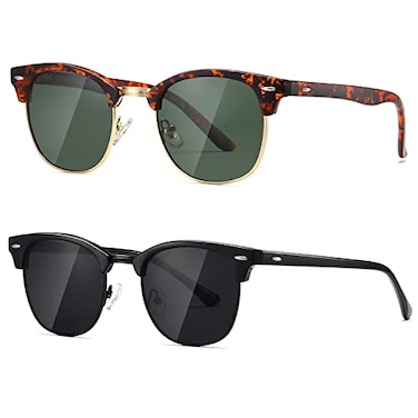 AEVOGUE Polarized Sunglasses For Women And Men Semi Rimless Frame Retro Sun Glasses AE0369 Tortoise Black