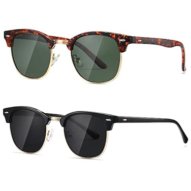 AEVOGUE Polarized Sunglasses For Women And Men Semi Rimless Frame Retro Sun Glasses AE0369 TortoiseGlossy Black