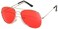 OWL Aviator Classic Sunglasses Silver Frame Red Lens Shades