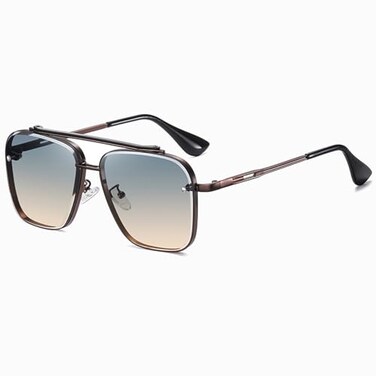 Breaksun Oversized Square Aviator Sunglasses for Men Women Fashion Metal Frame Aviator Sun Glasses Tinted Lens GunGrey Orange Gradient