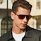 CARFIA Large Curved Cool Polarized Sunglasses for Men UV Protection Lightweight Metal Frame Outdoor Trendy Driving Sunnies