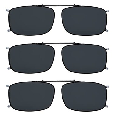 Eyekepper 3pack Polarized Clip on Sunglasses With Spring Draw Bar Grey Lens 54 34MM