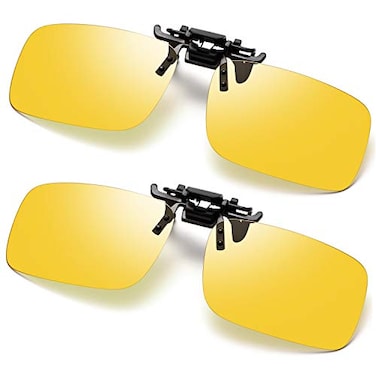 FRAZALA Polarized Clip On Night Vision Glasses for Driving Over Prescription Glasses UV400 Protection Lenses Night Vision x 2