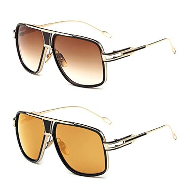 GOBIGER Aviator Sunglasses for Men 100 UV Protection Goggle Alloy Gold Disco 70s Oversized Retro Shades