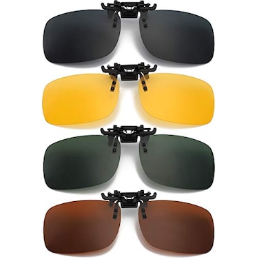 Hifot Clip on Sunglasses 2 PackPolarized Lens Fit Over Prescription GlassesFlip up Rimless Sunglasses