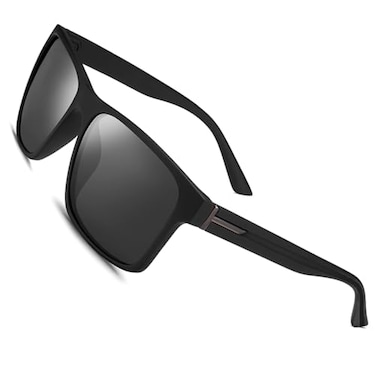 Hxnvzf Polarized Sunglasses for Men Women Driving Fishing Mens Sunglasses Rectangular Vintage Sun Glasses Grey LensMatte Black Frame