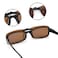 JM Rimless Rectangle Clip on Sunglasses Lightweight Polarized Eyeglasses Men Women Polarized Brown