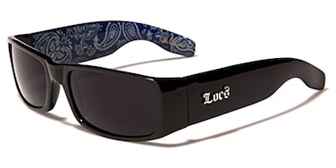 Locs Mens Hardcore Gangster Sunglasses Bandana Print BLACKBLUE Black W Blue Bandana Print One Size