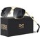 LUENX Mens Women Polarized Sunglasses Aviator Square Polygon Lens Driving UV400 Protection Retro 60mmGradient Grey Lens Gold Frame