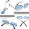 Mriendao Blue Sunglasses for Women Men Fashion Retro Cute 90s Rimless Frameless Rectangle Tinted Lens Sun Glasses Shades