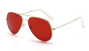 Outray Night Vision Polarized Aviator Sunglasses for Driving Gold FrameRed Lens Red
