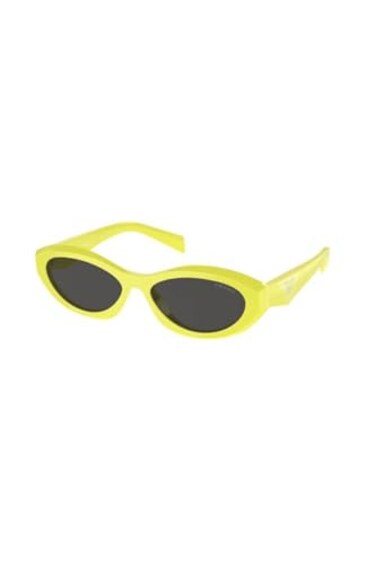 Prada PR 26ZS 13L08Z Yellow Acetate Oval Sunglasses Dark Grey Solid Color Lens
