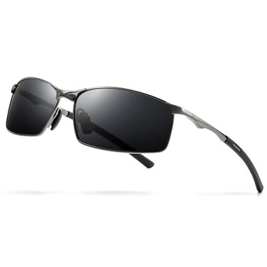 SUNGAIT Ultra Lightweight Polarized Sunglasses Men Rectangular Metal Frame with Spring Hinge SGT559QH