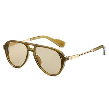 TruFabV Vintage Retro 70s Sunglasses for Women Men Fashion Disco Glasses Double Bridge Aviators Olive Green