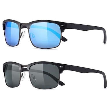 Dollger Polarized Sunglasses Men Half Frame Sunglasses Square SemiRimless Driving Sun Glasses Shades for Men UV400 Protection