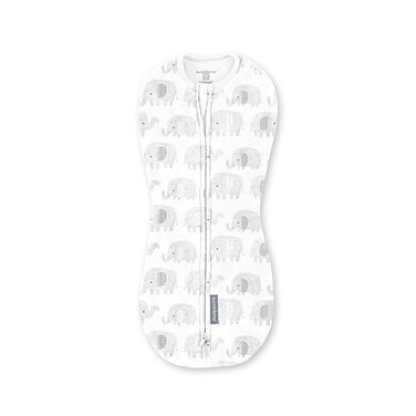 SwaddleMe by Ingenuity Compression Baby Swaddle Pod TwoWay Zipper for Easy Diaper Changes Improves Sleep Calms Startle Reflex 02 Months 10 TOG 1Pack Scribble Elephant