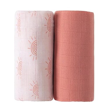 Viviland Muslin Swaddle Blankets Breathable and SkinFriendly Baby Receiving Blankets 2Pack Sun 47 x 47 inches