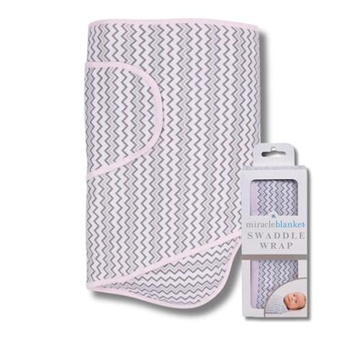 Miracle Blanket Swaddle Wrap Help Your Newborn Sleep Longer Soft Secure Sleep Sack for Infants EasytoUse Swaddling Blanket for a Calm Baby Pink Gray Chevron