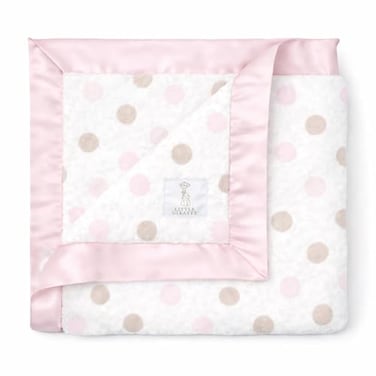 Little Giraffe Luxe Baby Blanket 29x35 Satin Trim Dot Pink UltraSoft Hypoallergenic Stroller Nursery Blanket Perfect for Newborns Toddlers